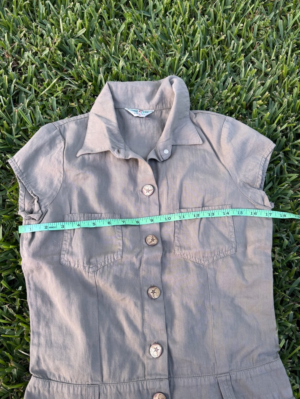 Vintage Hard Tail Olive Utility Mini Shirt Dress 100% Cotton Y2K Small - Picture 4 of 10